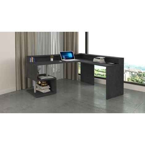 Scrivania Angolare a Giorno 181x160x60x92,5h cm Esse Report Grigio (1/5)