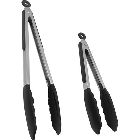 Pince Cuisine Silicone Lot de 2 à 26 cm et 33 cm Pince Cuisine Résistantes aux Températures avec Verrou de Sécurité Pour Barbecue et