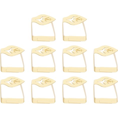 10Pinces Nappe en Acier Inoxydable Style Feuille Antidérapantes Multifonctions Porte-Nappe Or pour Fête Café Famille (1/5)