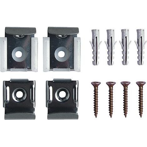 fixation miroir, niro poli 4 pces-complet avec vis et chevilles modèle standard