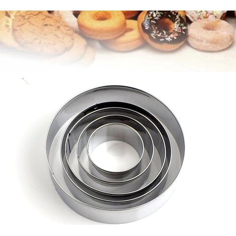 Lot de 5 Emporte-pièces, Forme cercle, Acier inoxydable, Tailles variées, Pour biscuits et sandwichs, Cuisine et loisirs créatifs (1/5)