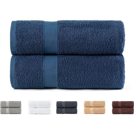 LaBlanc - Set di 2 asciugamani da doccia, 100% cotone 550 g/m², extra morbidi, altamente assorbenti e ad asciugatura rapida. Dimensioni 70 x 140 cm, Colore Blu Navy (1/5)