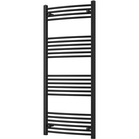 Zennor - Black Heated Towel Rail - H1400mm x W600mm - Curved (1/3)