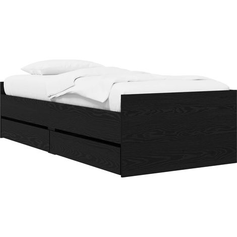 Bed Frame with Drawer with Storage Black Oak Solid Pine Wood vidaXL (1/5)