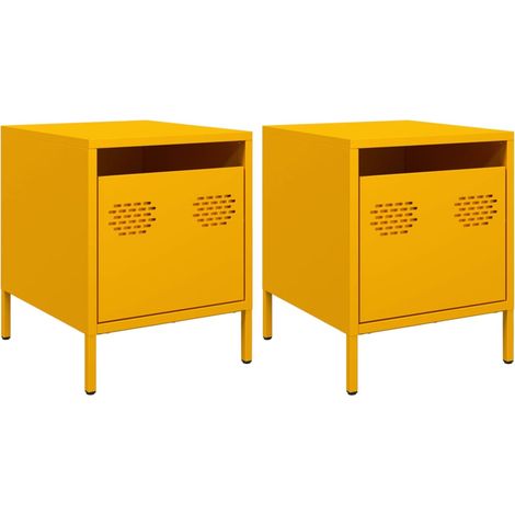 Maison Exclusive - Nachttische 2 Stk. Senfgelb 35x39x43,5 cm Stah