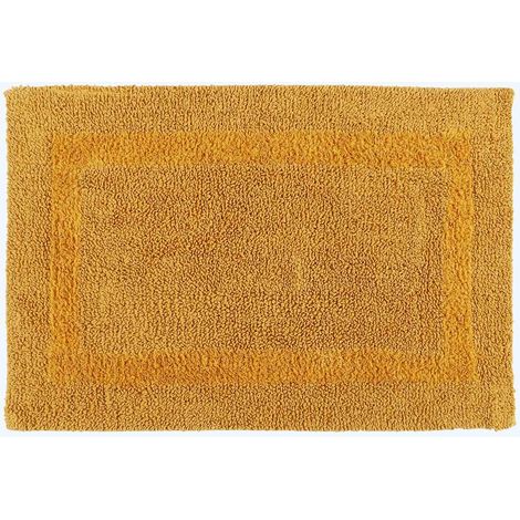 HOMESCAPES Tapis de bain en coton, 50 x 80 cm – Jaune moutarde
