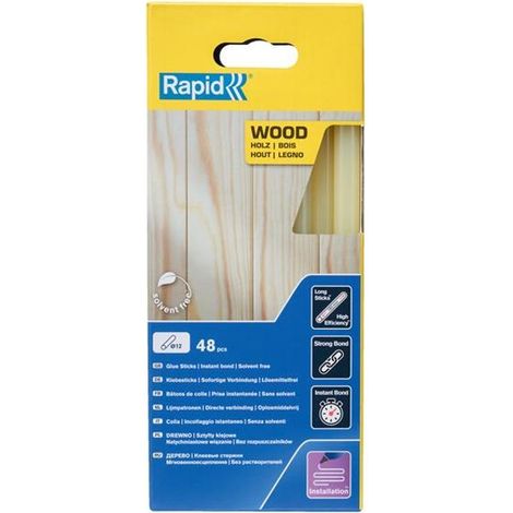 High-Strength 12mm Wooden Bonding Glue Sticks – 48 Pieces, Ø12 x 190mm, Yellowish Color, Suitable for Woodworking, 880g Pack (1/4)