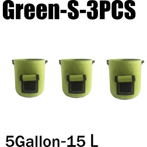 (Vert - Lot de 3) Sacs de culture en feutre non tissé pour plantes, 3 styles, pour pots de pommes de terre, serres et autres légumes. Outils de culture verticale hydratants. (1/4)