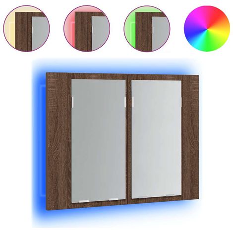 Armoire à miroir LED Chêne marron 60x12x45 cm Bois d'ingénierie