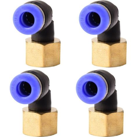 Raccord pneumatique coudé à 90° PLF avec filetage intérieur. Raccord pneumatique pour une insertion rapide du tuyau. Raccord pour air comprimé – Lot de 4 (6 mm x 1/8"). (1/5)