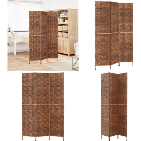 vidaXL Paravent 3-tlg. Braun 122x180 cm Wasserhyazinthe (1/5)
