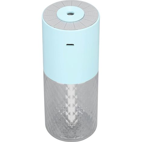Humidificateur portable, humidification longue durée, ultra silencieux, 200 ml, mini humidificateur de bureau pour chambre, bureau ou voiture, bleu clair (1/5)