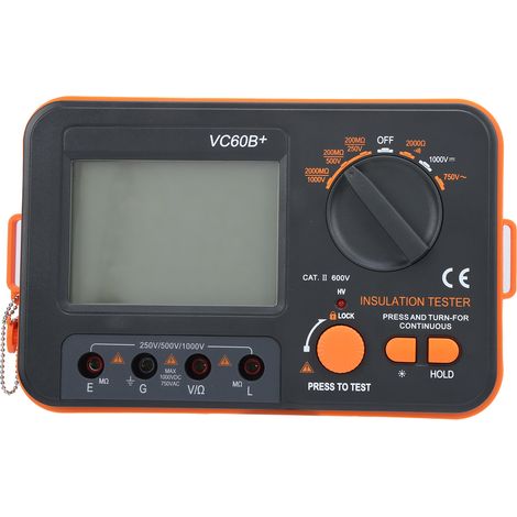 VC60B+ Mégohmmètre Alarme sonore et lumineuse Court-circuit Réinitialisation automatique Portable Petit Multifonction Testeur de résistance d'isolement (1/5)