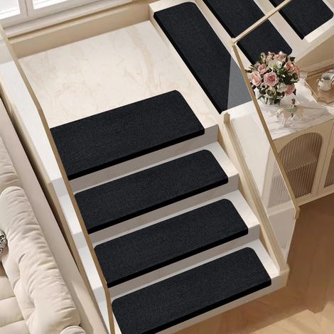 Tapis De Marche D'escalier Tapis D'escalier Auto-adhésifs, 15 Pièces, Noir (1/2)