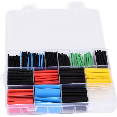 580pcs 2: 1 Kit de Gaines thermorétractables, 6 Couleurs 11 Tailles Connexion de Fil électrique Manchon en polyoléfine Assortiment de Fils thermorétractables pour Bricolage (1/5)