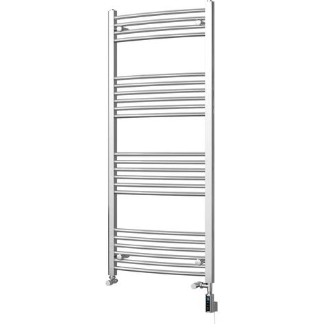 Zennor - Chrome Dual Fuel Towel Rail H1400mm x W600mm Thermostatic WIFI - Curved (1/3)