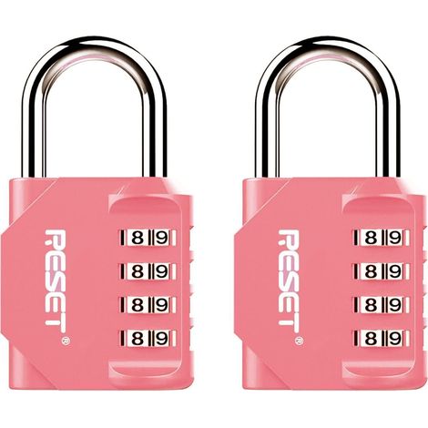 4-stelliges Zahlenschloss Rosa, 2 Stück  31mm Bügelhöhe, Zinklegierung