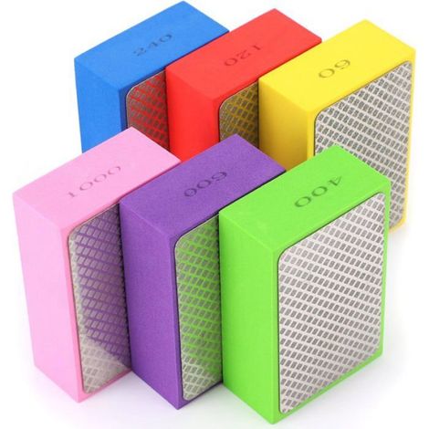 6Pcs éponges de Ponage, Blocs de Ponage, Tampons de Polissage à la Main en Diamant Cales à Poncer(601202002404006001000) (1/5)