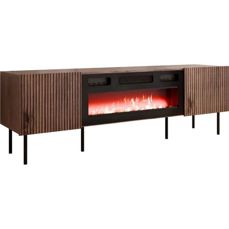 Mobilier1 – Meuble TV Melala 107 – Dimensions 181x58x42cm – Stratifié et MDF – Design moderne avec cheminée électrique (1/4)