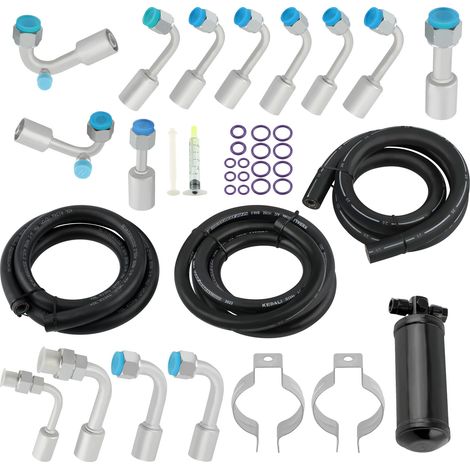AC System Repair Kit 134A R-Ring Beadlock Fitting 15ft Hose Service Port Set (1/5)