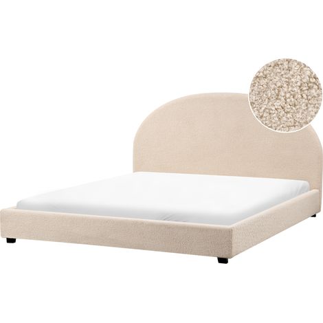 Cama con somier minimalista de bouclé 180 x 200 cm beige Vaucluse