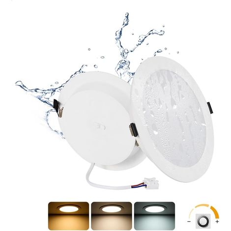 Lot de 2 Spot Encastrable, Dimmable 16W, IP44, Rond, 3000K-6000K, Salle de Bain, Cuisine