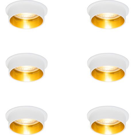 Set mit 6 modernen Einbaustrahlern weiß mit goldener Innenseite - Insta