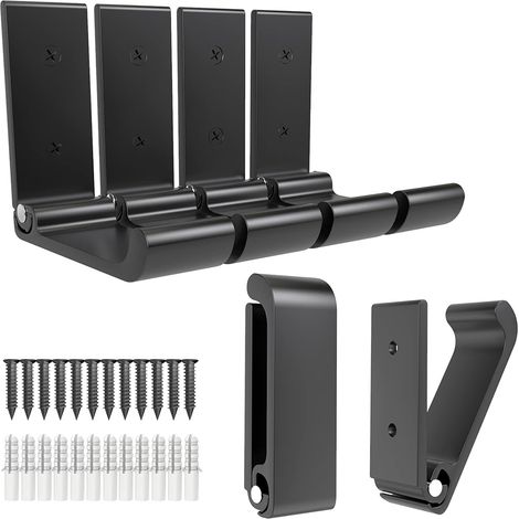 Sollbry Gancho plegable para capó de 6 piezas de 3 '', gancho plegable negro de aleación de aluminio, gancho de pared para montaje en pared, 12 tornillos para colgar abrigos, bolsos, sombreros, toalla (1/5)