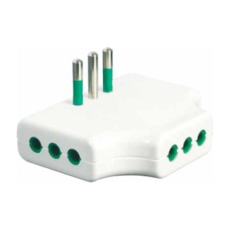 Adaptateur trois voies plat italien std. 2P+E 10A 3 prises italiennes std. 2P+E 10A Fanton 82250 (1/2)