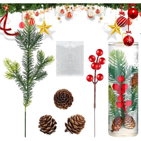 Branches De Noël pour Vases Baies Rouges pour Décoration De Fête Tiges De Baies De Noël Et Fausses Pommes De Pin Pour Artisanat Couronne Décoration Table Maison Mariage Fêtes Ferme (1/5)
