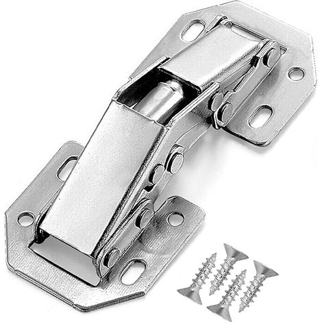 Lot de 8 charnières invisibles en acier inoxydable pour portes de placard, 105 × 44 mm, angle de porte à 90 degrés, avec 32 vis. (1/5)