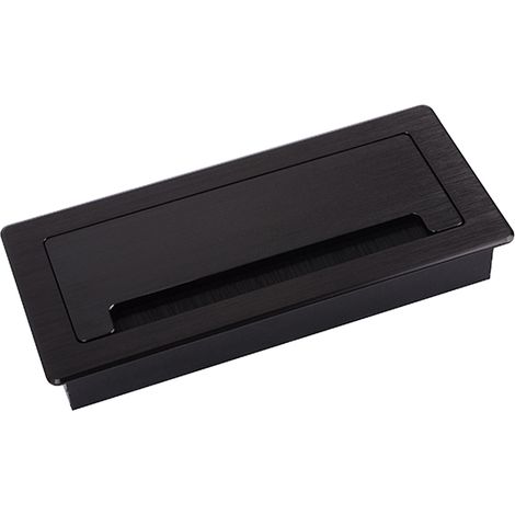 Gepolsterte Kabeldurchführung, 200 x 90 x 25 mm, gebürstetes, mattschwarzes Aluminium SANS MARQUE