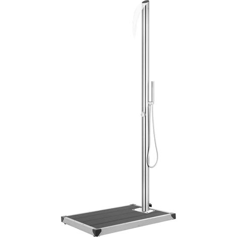 vidaXL Ducha de jardín con base gris 225 cm acero inoxidable (1/4)