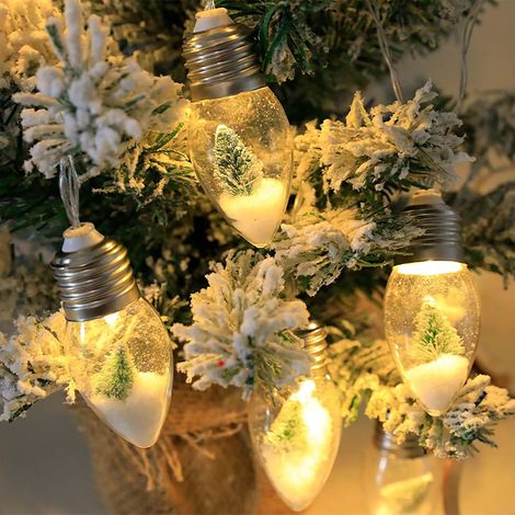 Guirlande lumineuse boule à neige pour arbre de Noël, longueur de 2 mètres, dotée de 10 ampoules LED transparentes. idéal pour la décoratio Christmastree (1/5)