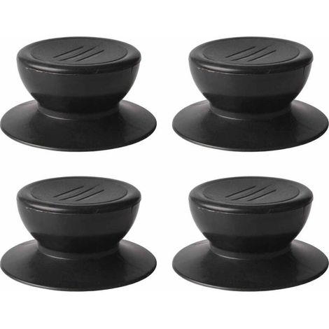 Ensemble de quatre boutons de couvercle de casserole, bouton de remplacement universel pour couvercle de casserole en verre, poignée pour couvercle de casserole en verre - noir