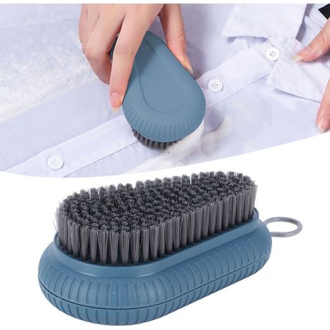 [Brosse de nettoyage] Brosse douce pour vêtements, chaussures et surfaces ménagères, ABS Bleue, 14x7x1.5cm (1/5)