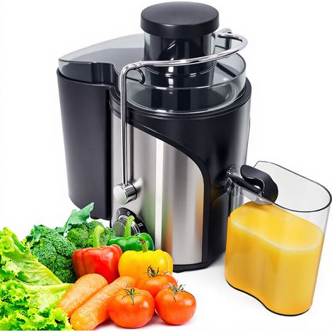 Extracteur de jus électrique 600W – Centrifugeuse silencieuse en inox – Goulotte 65mm – Verre à jus 500ml – Pour fruits et légumes frais – Woox (1/4)