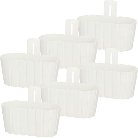 Vaso da fiori da appendere alla parete con manico, colore bianco rustico, 28 cm, 6 pezzi