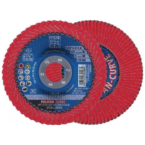 Disque à lamelles POLIFAN CO SGP CURVE STEELOX D.125 mm granulation 60 conique M (Par 10)