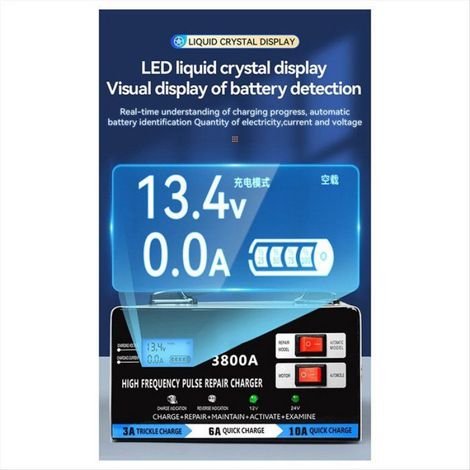 Chargeur De Batterie - 12 V 24 V - Pour Batteries Au Plomb - Prise UE - 300 W - Affichage LCD - Protection Sextuple - 1 Pièce (1/5)