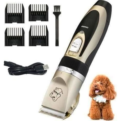 Dog and Cat Clippers Professional Rechargeable Cordless Electric Clipper Kit with 4 Comb Guides and Cleaning Brush (1/4)