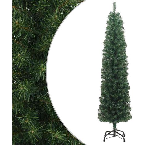 Slim Artificial Christmas Tree with Stand Green 210 cm PVC vidaXL