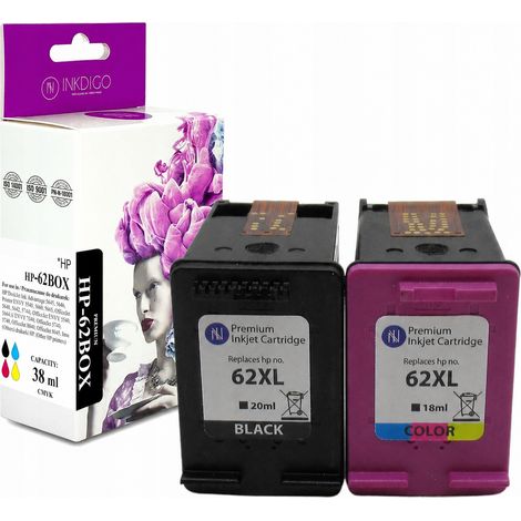 Inchiostro Inkdigo 62XL compatibile con HP DeskJet InkAdvantage5645 OfficeJet 200, certificato TÜV. (1/5)