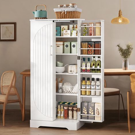 Buffet coloris blanc en MDF 60 x 35 x 128 cm (1/5)