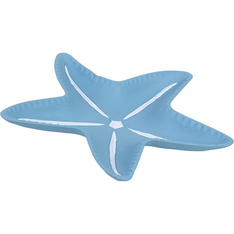 Bandeja de decoración estrella de madera azul 34x31x3h cm