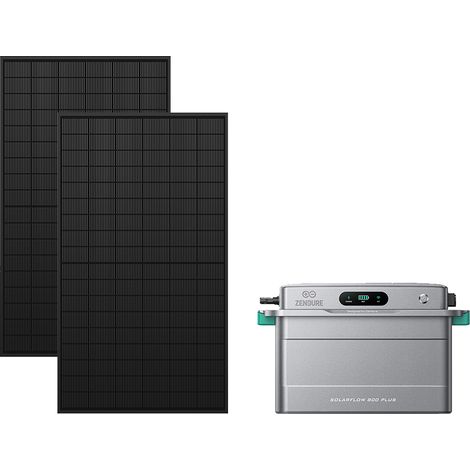 ZENDURE SolarFlow 800 Plus Photovoltaikanlagen mit Speicher & Batterien(1920Wh), Modular Erweiterbar mit bis zu 5 Zusatzbatterien,WLAN BT, Plug & Play, 2x450W Solarpanel