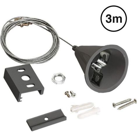 Kit Sospensione per Binario Trifase Nero Fino a 3 Metri AS01N