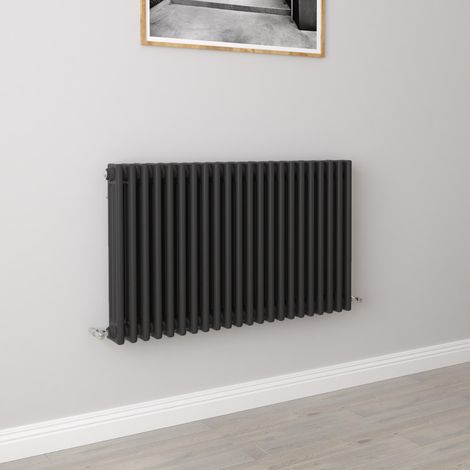 AICA 600x1010mm 3 Column Horizontal Black Radiator Central Heating Cast Iron Style (1/5)