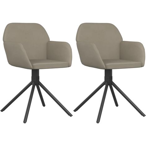 Lot de 2 Chaises pivotantes à manger,Chaise de cuisine Gris clair Velours CFW43486 (1/5)