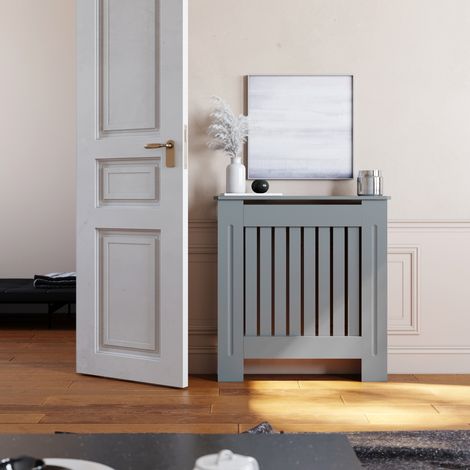 ELEGANT Grey Small Radiator Covers Vertical Slat MDF Paint Cabinet for Kitchen Living Room Bedroom